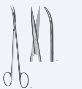 Ножиці, хірургічні, "Stussak", судинні, для грудної клітки, для легкого вирізання латок, надзвичайно тупокінцеві, загальна довжина 180 мм, 7 1/8"